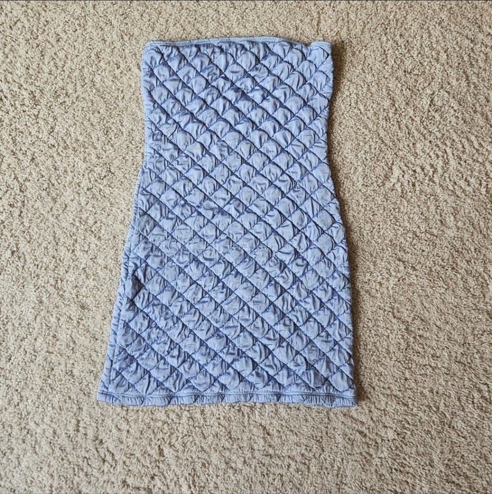 Frankies Bikinis Light Blue Quilted Tube Dress